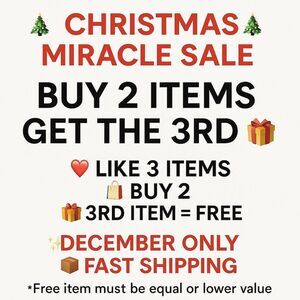 🎄 Christmas Miracle Sale ✨ Buy 2 Items & Get the 3rd FREE 🎁